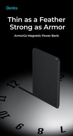 Benks Powerbank MagSafe Carbon Mini magnetyczny indukcyjny 5000mAh 22,5W szybkie ładowanie przenośny do telefonu