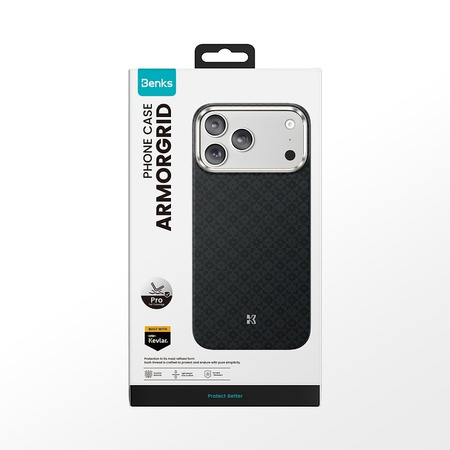 Benks Etui Magnetic Armor Pro Armor Grid Kevlar Metal Frame 600D do iPhone 18 Pro Max / 17 Pro Max czarne – wytrzymałe etui z włóknem Kevlar® i pełną ochroną MagSafe