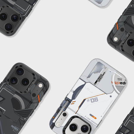 Benks Etui Dynamic Magnetic Mecha do iPhone 17 Pro Max białe (Camera Control Button) – Futurystyczne Etui z Funkcją Camera Control i Pełną Ochroną