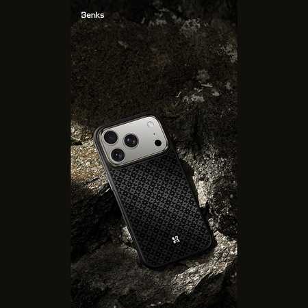 Benks Etui Magnetic Armor Pro Armor Grid Kevlar Metal Frame 600D do iPhone 18 Pro / 17 Pro czarne – wytrzymałe etui z włóknem Kevlar® i pełną ochroną MagSafe