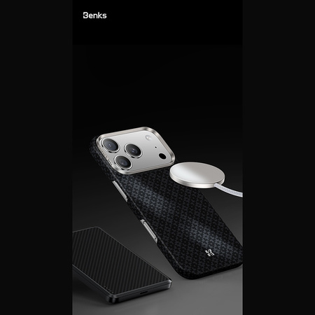 Benks Etui Magnetic Armor Air Armor Grid Kevlar Metal Frame 600D do iPhone 18 Pro / 17 Pro czarne – wytrzymałe etui z włóknem Kevlar® i pełną ochroną MagSafe