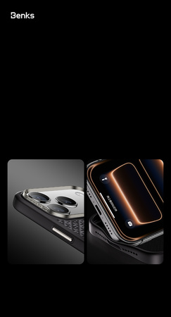 Benks Etui Magnetic Armor Pro Armor Grid Kevlar Metal Frame 600D (Y070) do iPhone 17 Pro Max Czarne