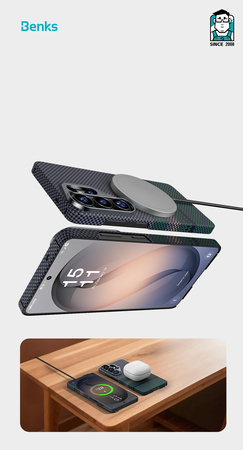 Benks Etui do Samsung Galaxy S26 Carbon Kevlar Armor Air Aurora z MagSafe
