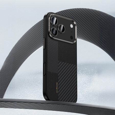 Benks Etui Montage Magnetic Carbon Kevlar Armor Pro Metal Frame 600D+1500D do iPhone 17 czarne (Camera Control Button) – Wytrzymałe Etui Carbon Kevlarowe z Ochroną i Funkcją Camera Control