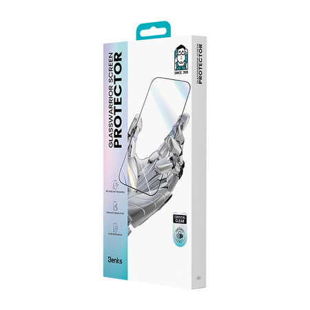 Benks Hartowane szkło Glass Warrior HD do iPhone 17 / 16 Pro czarne – ultra-cienkie, odporne na zarysowania szkło hartowane