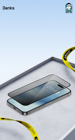 Benks Hartowane szkło Ultra Shield Privacy Glass (FK65) do Iphone 16 Pro czarne (Thin Edge)