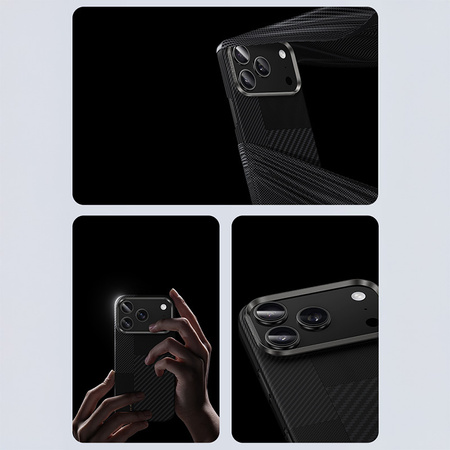 Benks Etui Montage Magnetic Carbon Kevlar Armor Air Metal Frame 600D+1500D do iPhone 17 Pro czarne – Smukłe Etui Carbon Kevlarowe z Ochroną Premium