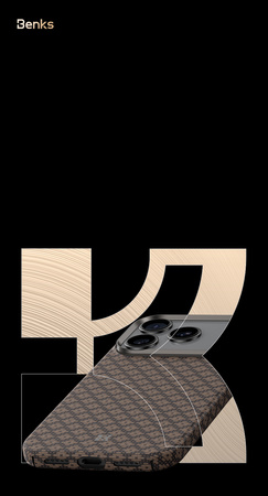 Benks Etui Magnetic Armor Air Armor Grid Kevlar Metal Frame 600D (A070) do Iphone 17 Pro Max złote