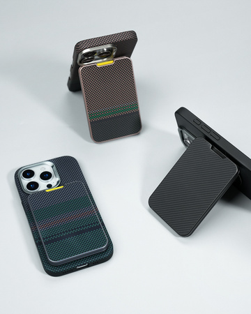 BENKS Portfel MagWallet ArmorGo Aurora Stand MagSafe na plecki telefonu 5 kart Carbon Kevlar