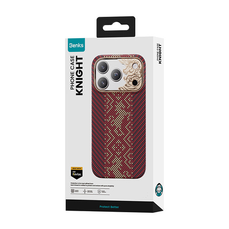 Benks Etui Magnetic Armor Air Knight Kevlar Metal Frame do iPhone 18 Pro Max / 17 Pro Max czerwone – wytrzymałe etui z włóknem Kevlar® i pełną ochroną MagSafe