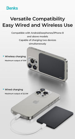 Benks Powerbank MagSafe Carbon Mini magnetyczny indukcyjny 5000mAh 22,5W szybkie ładowanie przenośny do telefonu