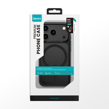 Benks Etui Magnetic Mist Metal Frame do iPhone 17 Pro czarne (Camera Control Button) – Wytrzymałe Etui z Metalową Ramką i Camera Control