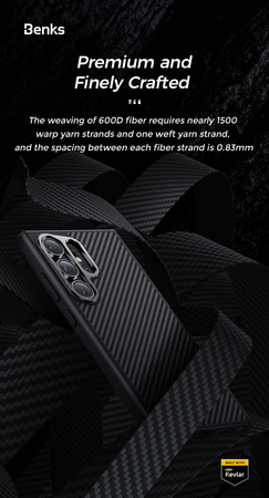 Benks Etui Magnetic Carbon Kevlar Hybrid Armor Pro 600D do Samsung Galaxy S24 Plus czarne – Pancerne Etui Carbon Kevlarowe z Ochroną Premium