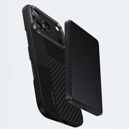Benks Etui Montage Magnetic Carbon Kevlar Armor Air Metal Frame 600D+1500D do iPhone 17 Pro Max czarne – Lekkie Etui Carbon Kevlarowe z Ochronną Ramką Metalową