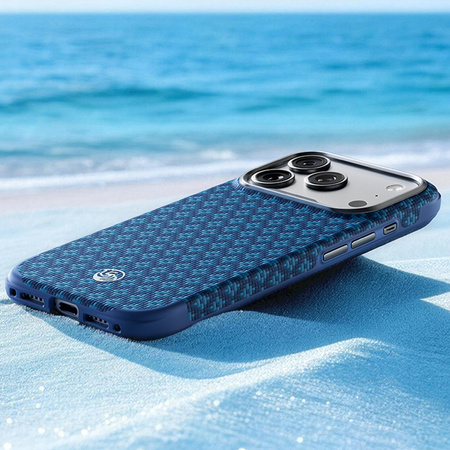 Benks Etui Magnetic Armor Grid Edge X9 Kevlar Metal Frame do iPhone 18 Pro Max / 17 Pro Max niebieskie – wytrzymałe etui z włóknem Kevlar® i pełną ochroną MagSafe
