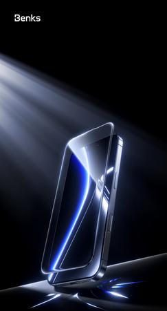 Benks Hartowane szkło Glass Warrior Sapphire Coating (LL65) do Iphone 16 Pro czarne (Thin Edge)