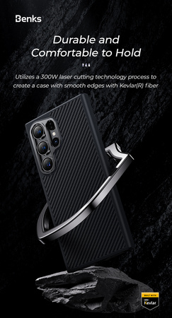 Benks Etui Magnetic Carbon Kevlar Hybrid Armor Pro 600D do Samsung Galaxy S24 Plus czarne – Pancerne Etui Carbon Kevlarowe z Ochroną Premium