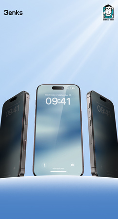 Benks Hartowane szkło Ultra Shield Privacy Glass (FK65) do Iphone 16 Pro czarne (Thin Edge)