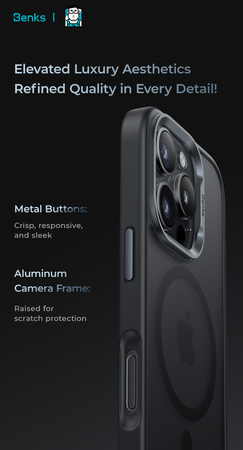 Benks Etui Magnetic Mist Metal Frame do iPhone 16 Plus Czarne