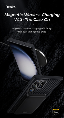 Benks Etui Magnetic Carbon Kevlar Hybrid Armor Pro 600D do Samsung Galaxy S24 Plus czarne – Pancerne Etui Carbon Kevlarowe z Ochroną Premium