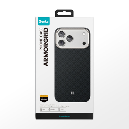 Benks Etui Magnetic Armor Air Armor Grid Kevlar Metal Frame 600D (B070) do iPhone 17 Pro Max Czarne