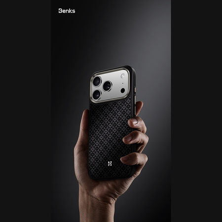 Benks Etui Magnetic Armor Pro Armor Grid Kevlar Metal Frame 600D do iPhone 18 Pro Max / 17 Pro Max czarne – wytrzymałe etui z włóknem Kevlar® i pełną ochroną MagSafe