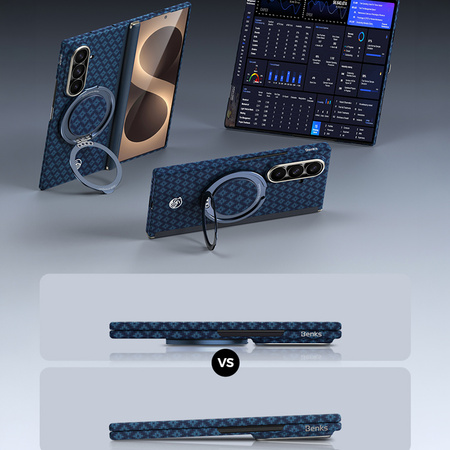 Benks Etui Magnetic Armor Grid Air Grand Combo do Samsung Galaxy Z Fold 8 Ultra Niebieskie