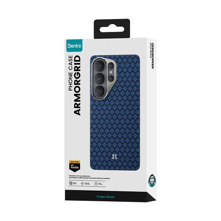 Benks Etui do Samsung Galaxy S26 Carbon Kevlar Armor Air Grid z MagSafe Wzmacniane – Niebieskie