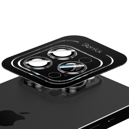 Benks Szkło Hartowane DR Sapphire Lens Protector na aparat do iPhone 15 Pro / 15 Pro Max (3 sztuki) czarne – szkło szafirowe premium, odporne na zarysowania