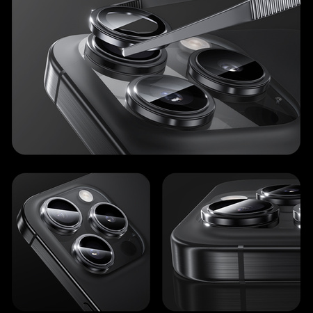 Benks Hartowane szkło Glass Warrior Lens Protector na aparat do iPhone 16 Pro / 16 Pro Max (3 sztuki) srebrne – szkło hartowane, ochrona obiektywów premium