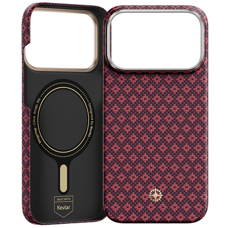 Benks Etui Magnetic Armor Air Armor Grid Kevlar Metal Frame 600D do iPhone 18 Pro / 17 Pro burgundowe – wytrzymałe etui z włóknem Kevlar® i pełną ochroną MagSafe
