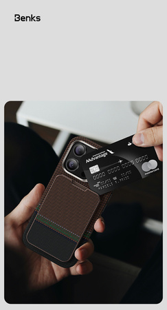 BENKS Portfel MagWallet ArmorGo Aurora Stand MagSafe na plecki telefonu 5 kart Carbon Kevlar