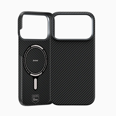 Benks Etui Magnetic Carbon Kevlar Armor Air Metal Frame 600D do iPhone 17 Pro czarne – Wytrzymałe Etui Carbon Kevlarowe z Ochroną Premium