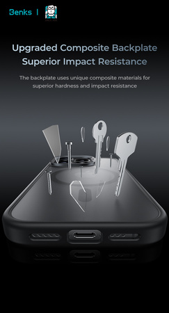 Benks Etui Magnetic Mist Metal Frame do iPhone 16 Pro Max Szare