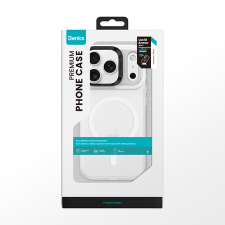 Benks Etui Magnetic Lucid Armor do iPhone 17 białe (Camera Control Button) – Smukłe Etui Ochronne z Funkcją Camera Control