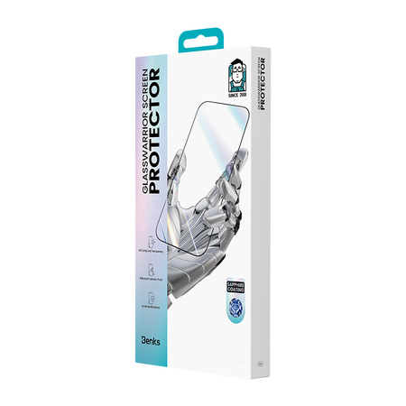 Benks Hartowane szkło Glass Warrior Sapphire do iPhone 17 Pro Max czarne – wyjątkowo twarda powierzchnia, ochrona premium