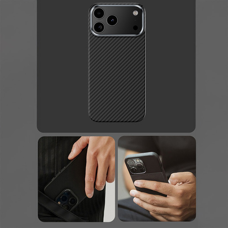 Benks Etui Magnetic Carbon Kevlar Armor Air Metal Frame 600D do iPhone 17 Pro Max czarne – Pancerne Etui Carbon Kevlarowe z Ramką Metalową i MagSafe