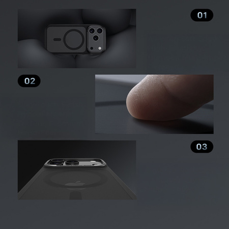 Benks Etui Magnetic Mist Metal Frame do iPhone 17 Pro czarne (Camera Control Button) – Wytrzymałe Etui z Metalową Ramką i Camera Control